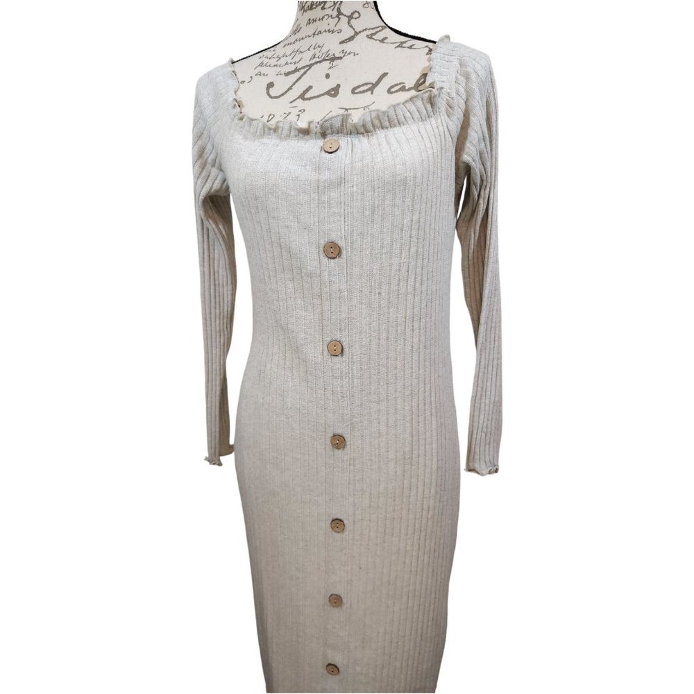 Fashion Nova Jacklyn Off-Shoulder Mini Dress Oatmeal